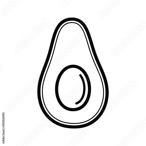 Minimalist Avocado Half Line Art Illustration - Black and White Vector Graphic for Design