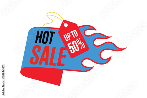 Hot Sale Promotion Tag and Label Template Vector Illustration, Discount Badge Design for Retail Marketing, E-Commerce Advertising, Clearance Campaign Graphics, and Online Shop Promotion Materials