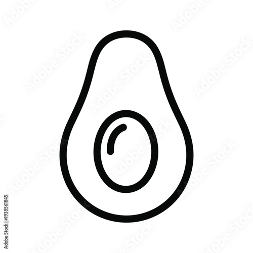 Bild auf Leinwand Minimalist Avocado Line Art Icon - Simple Black and White Halved Avocado Vector