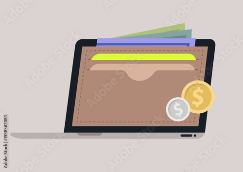 A laptop styled as a cardholder wallet  is perfect for organizing essentials and keeping your online banking tidy