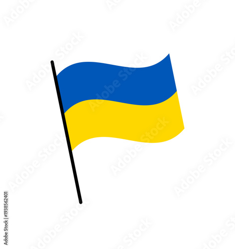 Flag of Ukraine on flagpole