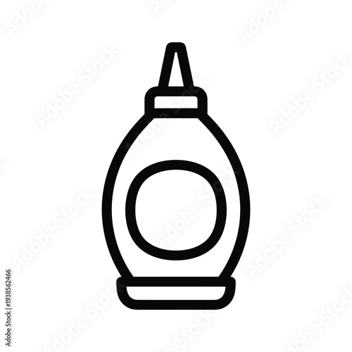 Squeeze Bottle Line Art Icon - Condiment Dispenser for Ketchup and Mustard