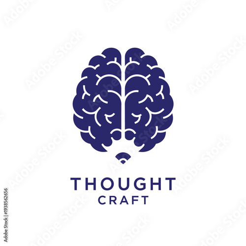 Brain and pencil tip icon logo for creative writing and educational services Thought Craft