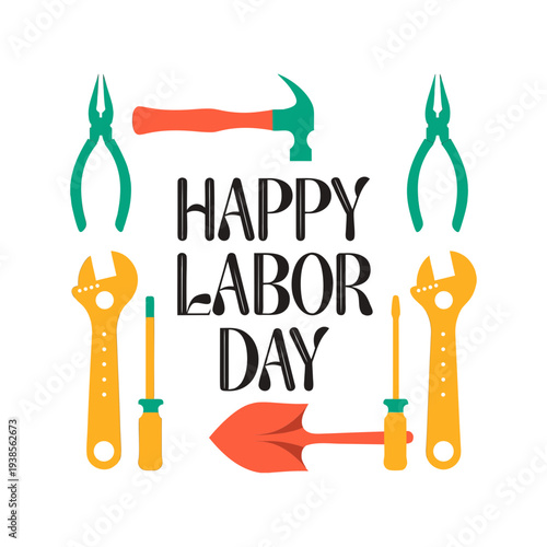 vector illustration of a decorative Labor Day typography frame
