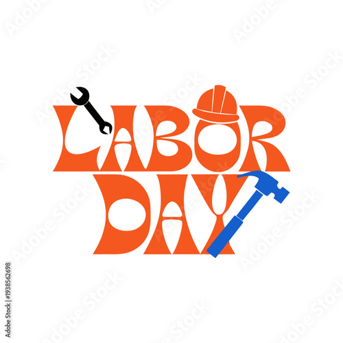 Labor Day typography composition with bold lettering
