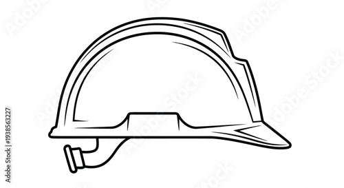 Line drawing of a construction helmet isolated on a white background