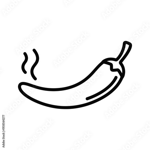 Minimalist Hot Chili Pepper Line Art Icon - Spicy Food and Heat Illustration