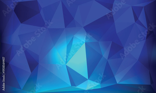 Blue geometric polygonal abstract background with light source