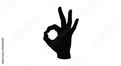 A silhouette of a hand making the ok gesture against a white background