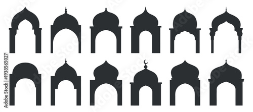 Collection of Islamic Arches and Domes Silhouettes for Architectural Design