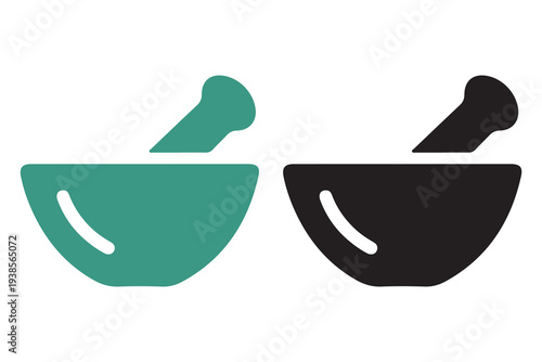 Minimalist mortar and pestle vector icon for pharmacy and herbal medicine
