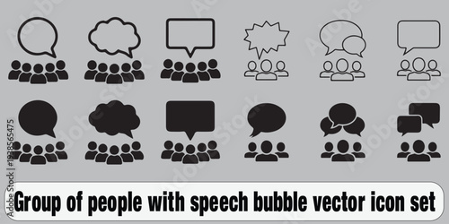 Group of people with speech bubble vector icon set