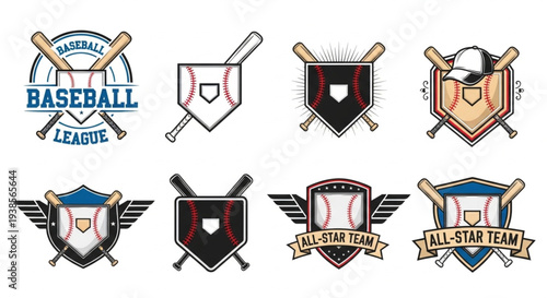 Collection of Baseball League and All-Star Team Emblems.