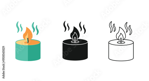 collection of vector candle illustrations in different styles and colors for design