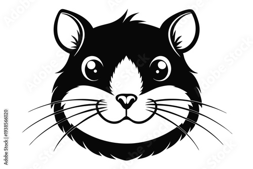 hamster head silhouette line art vector illustration with a white background
