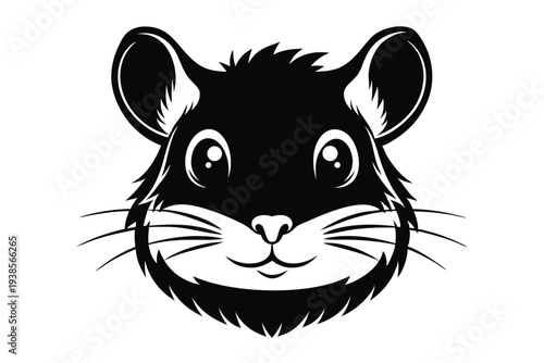 hamster head silhouette line art vector illustration with a white background