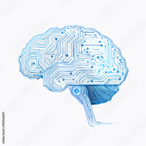 Firefly Artificial intelligence technology concept, digital brain with circuit connections, futurist