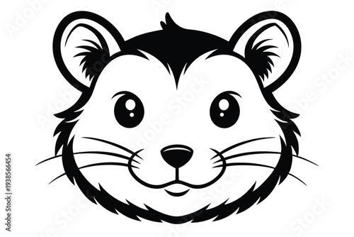 hamster head silhouette line art vector illustration with a white background