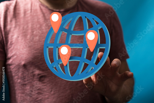 Person holding globe with l...