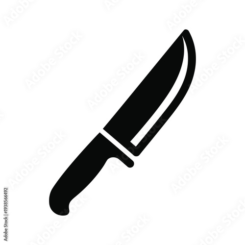Hunting Knife Icon Silhouette - Minimalist Black and White Fixed Blade Utility Knife Graphic