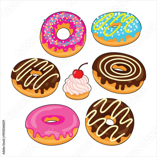 Donuts art dessert illustration image
