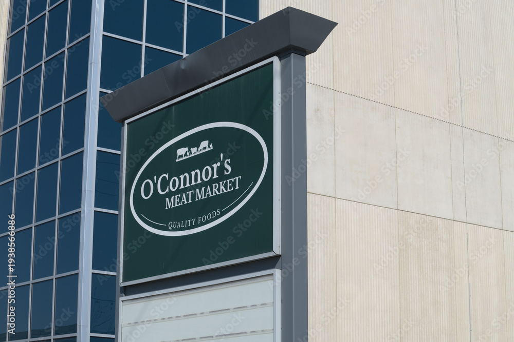 Fototapeta premium sign outside O'Connor's Meat Market, a butcher shop, located at 1100 O'Connor Dr, East York, Toronto