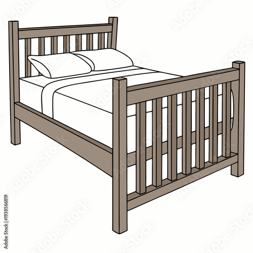 A 3d-rendering-of-a-wooden-bed-frame 