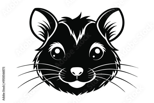 hamster head silhouette line art vector illustration with a white background