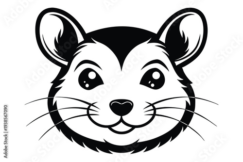 hamster head silhouette line art vector illustration with a white background
