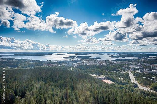 Beautiful forest scenery in Kuopio, Finland. HDR.