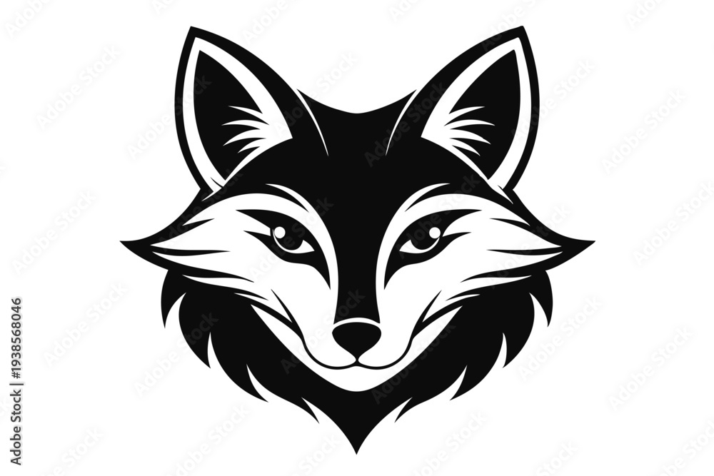 Fototapeta premium fox head silhouette line art vector illustration with a white background