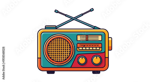 Vintage radio illustration retro electronic device design