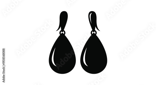 A pair of elegant black teardrop earrings are displayed against a stark white background a striking silhouette high quality