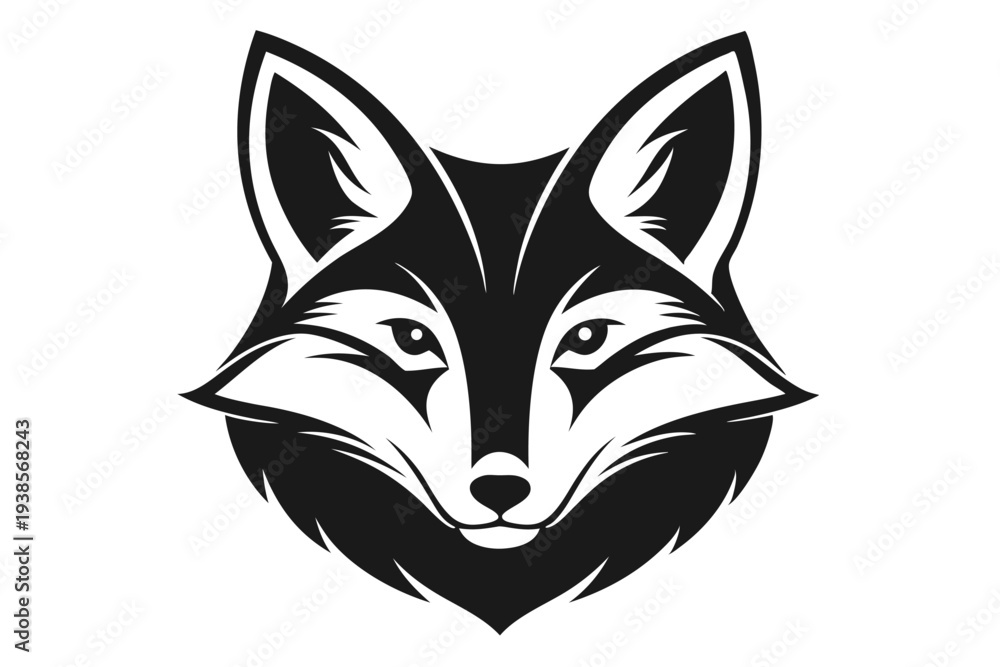 Fototapeta premium fox head silhouette line art vector illustration with a white background
