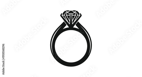 A striking black and white depiction of a diamond engagement ring showcasing luxury and commitment silhouette high quality professional
