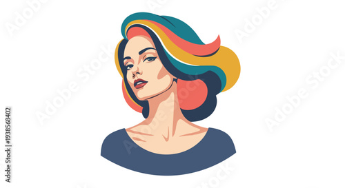 Woman with colorful hair vector illustration