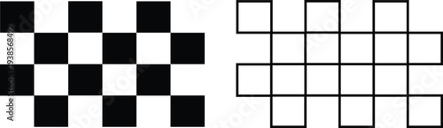 Speed motion icon set with racing arrows, fast movement streaks and checkered flag elements, dynamic velocity symbols in solid and outline style vector isolated on transparent background