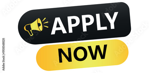 Apply now button for recruitment job search marketing hiring banner call to action graphic design website vector element