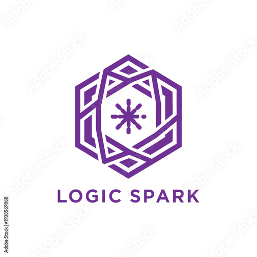 Hexagonal geometric spark logo for modern tech software and innovation company Logic Spark