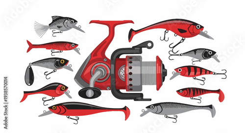 Fishing Reel and Lures Collection.