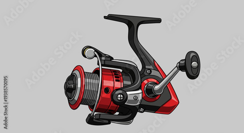 High-quality red and black spinning fishing reel with sleek design.