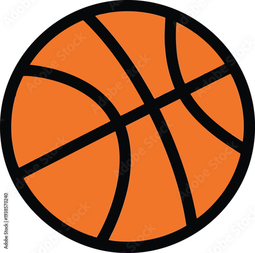 Orange basketball with Black outline coloring book black lines on white background