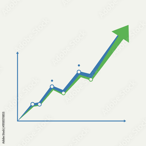 A simple line graph showing a positive upward trend with an arrow indicating growth and progress.