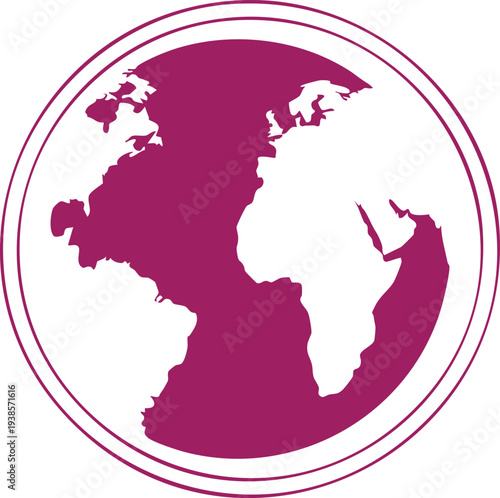 Purple globe with continents outlined in white