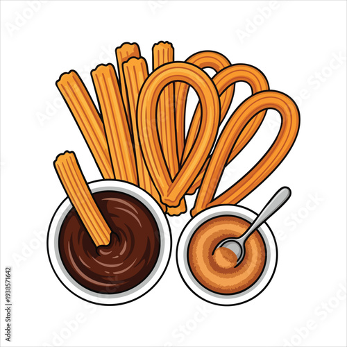 Churros art dessert illustration image