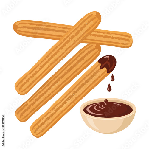 Churros art dessert illustration image