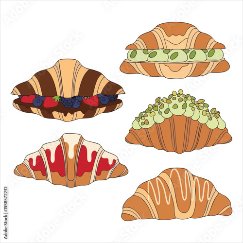 Croissant art dessert illustration