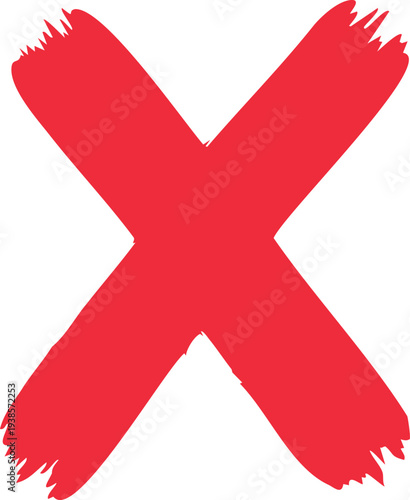 Large red x mark isolated on white background symbol cross