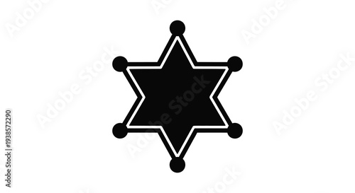 A stark black silhouette of a six pointed star badge resembling a sheriff s star silhouette high quality professional detailed modern
