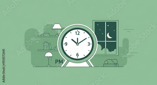 Close up of a classic analog alarm clock showing time.